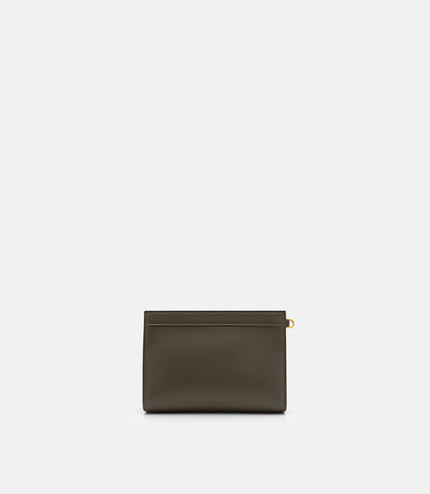 Mini Leather Zip Pouch - Dark Olive
