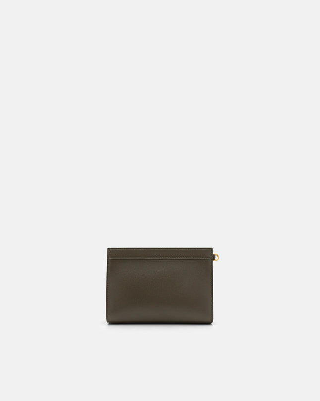 Mini Leather Zip Pouch - Dark Olive