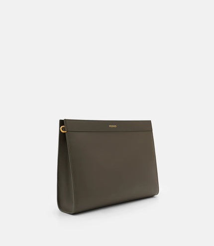 Leather Zip Pouch - Dark Olive