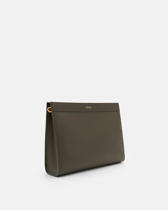 Leather Zip Pouch - Dark Olive