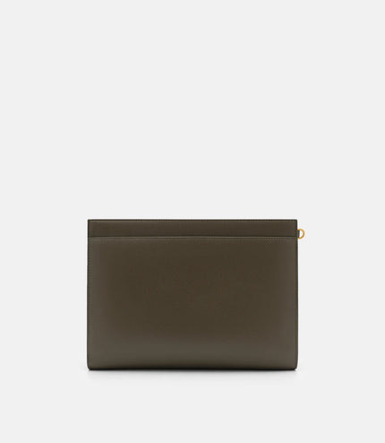 Leather Zip Pouch - Dark Olive