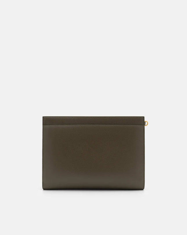 Leather Zip Pouch - Dark Olive