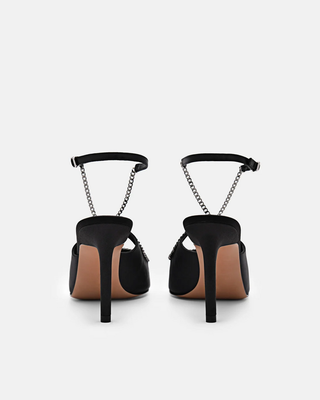 Lia Satin Heel Pumps - Black