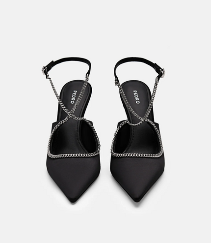 Lia Satin Heel Pumps - Black