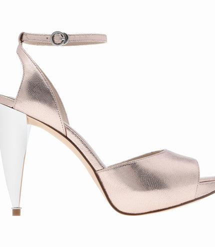 Chrome Heel Leather Ankle Strap Platforms