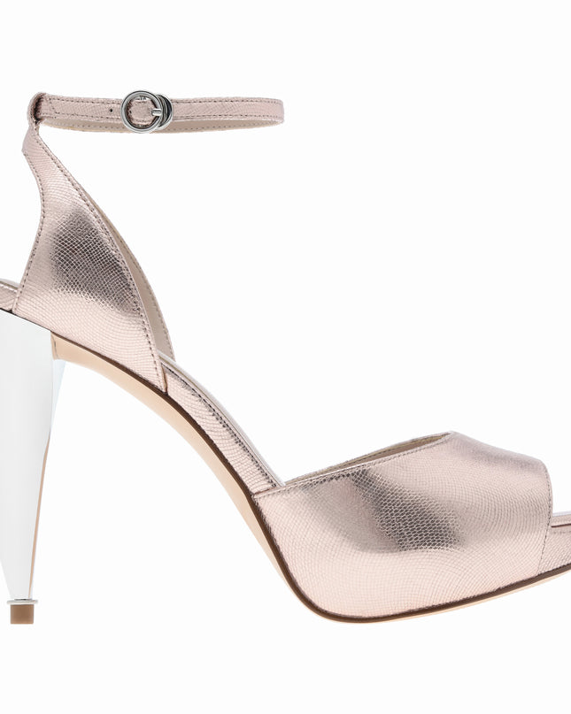 Chrome Heel Leather Ankle Strap Platforms