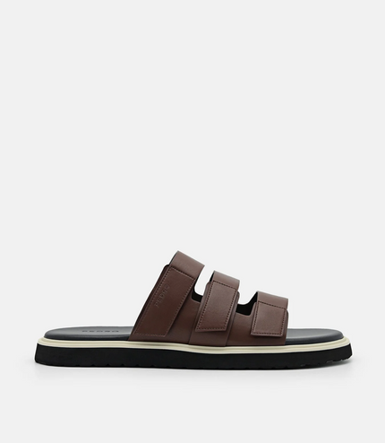 Velcro Slide Sandals - Dark Brown