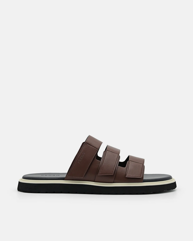 Velcro Slide Sandals - Dark Brown
