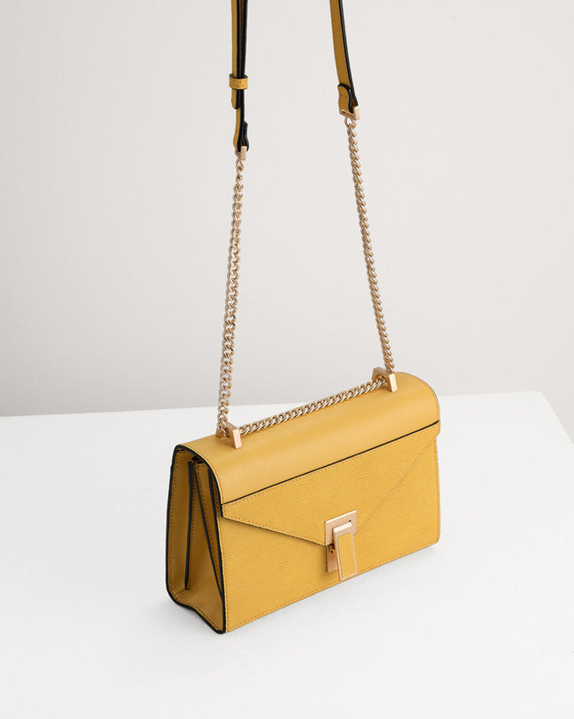 Lizard-Effect Boxy Leather Bag