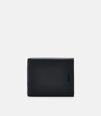 Embossed Leather Bi-Fold Wallet with Insert - Black