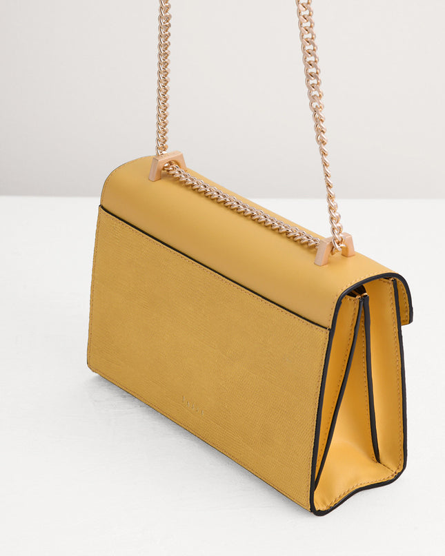 Lizard-Effect Boxy Leather Bag