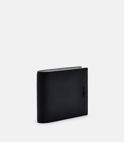 Embossed Leather Bi-Fold Wallet with Insert - Black