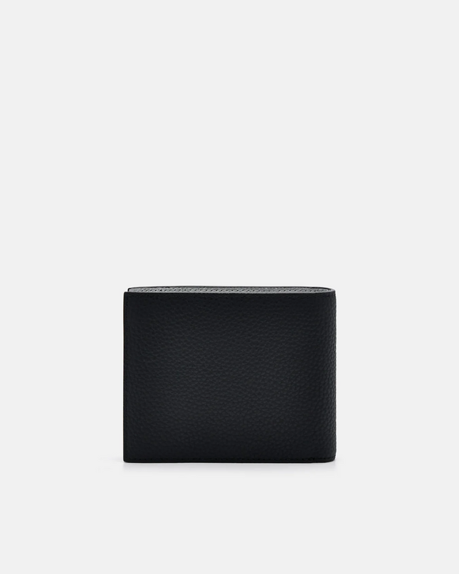Embossed Leather Bi-Fold Wallet with Insert - Black