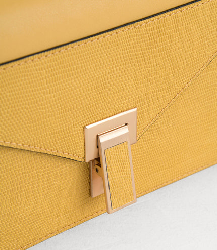 Lizard-Effect Boxy Leather Bag