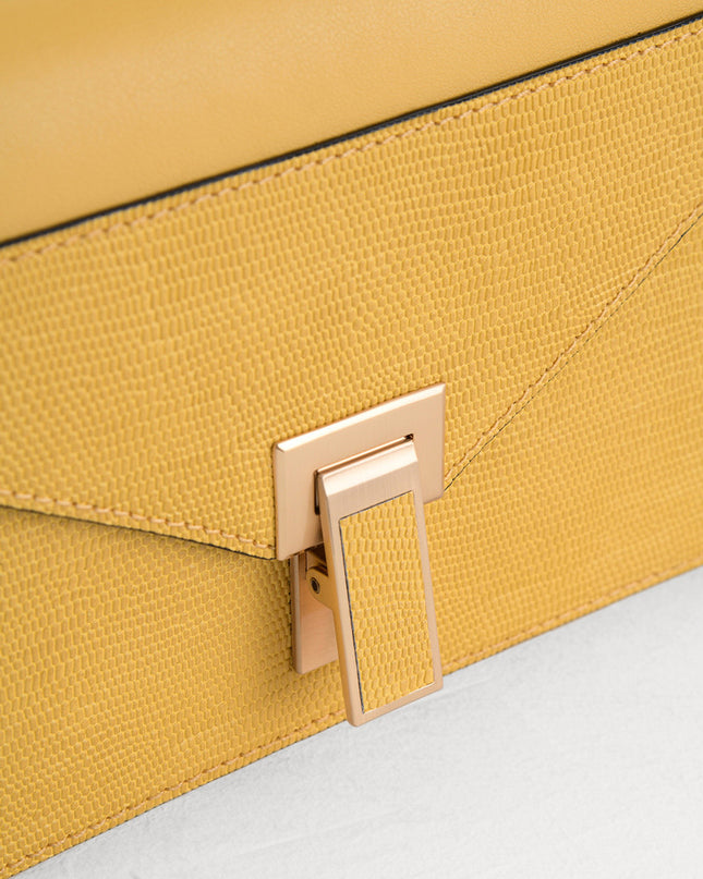 Lizard-Effect Boxy Leather Bag