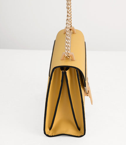 Lizard-Effect Boxy Leather Bag