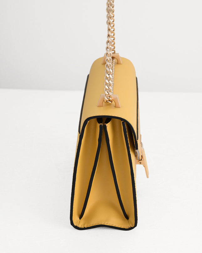 Lizard-Effect Boxy Leather Bag