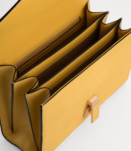 Lizard-Effect Boxy Leather Bag