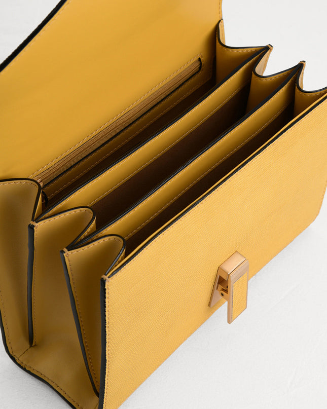 Lizard-Effect Boxy Leather Bag