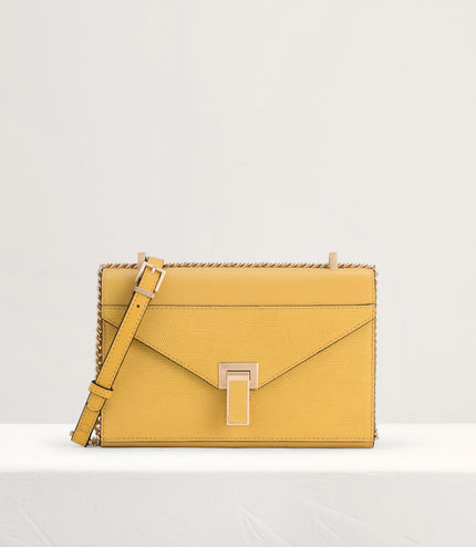 Lizard-Effect Boxy Leather Bag