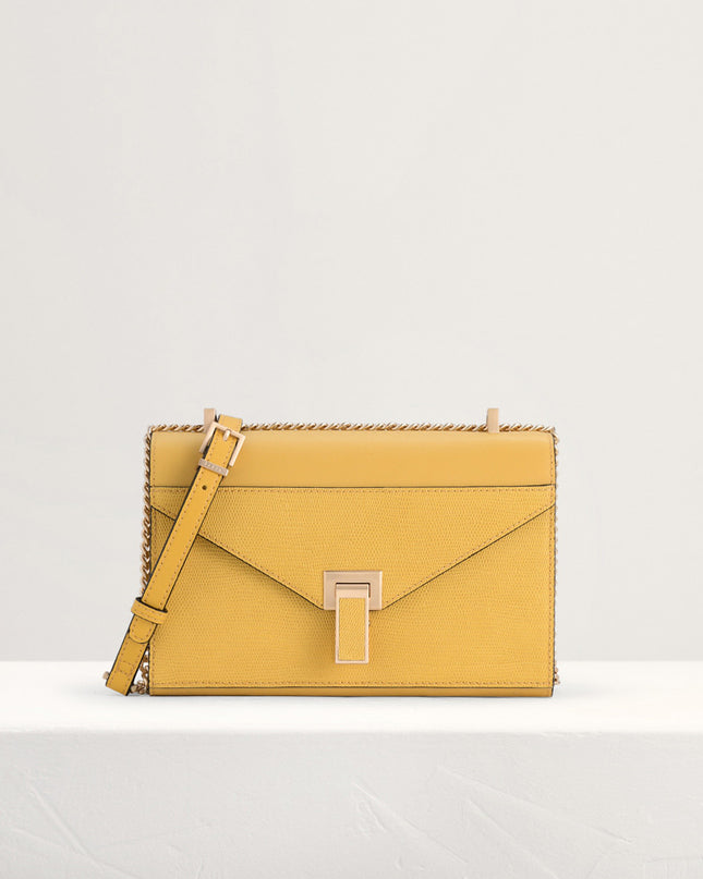 Lizard-Effect Boxy Leather Bag