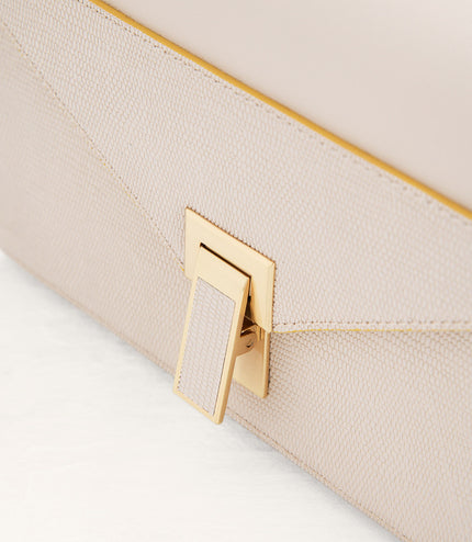 Lizard-Effect Boxy Leather Bag