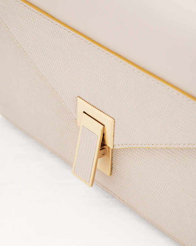 Lizard-Effect Boxy Leather Bag