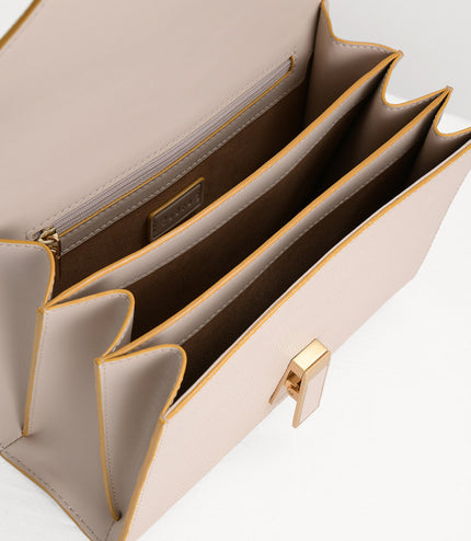 Lizard-Effect Boxy Leather Bag