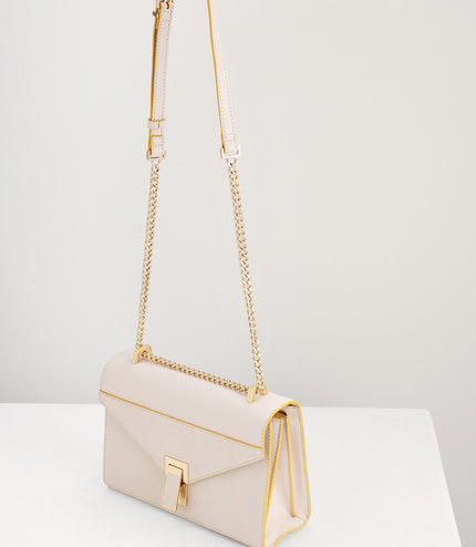 Lizard-Effect Boxy Leather Bag