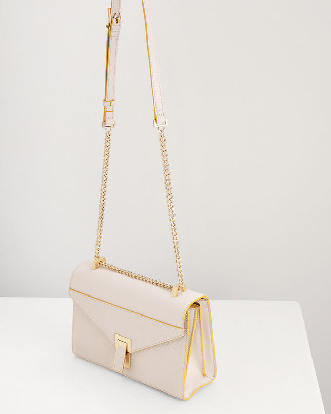 Lizard-Effect Boxy Leather Bag