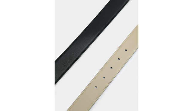 Embossed Leather Reversible Pin Belt