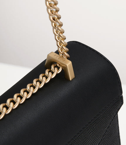 Lizard-Effect Boxy Leather Bag