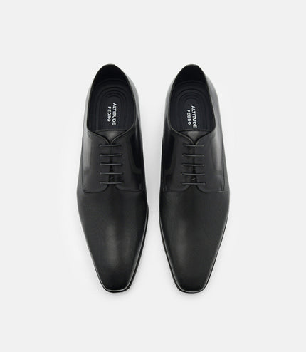 Altitude Lightweight Embossed Leather Derby Shoes - Black