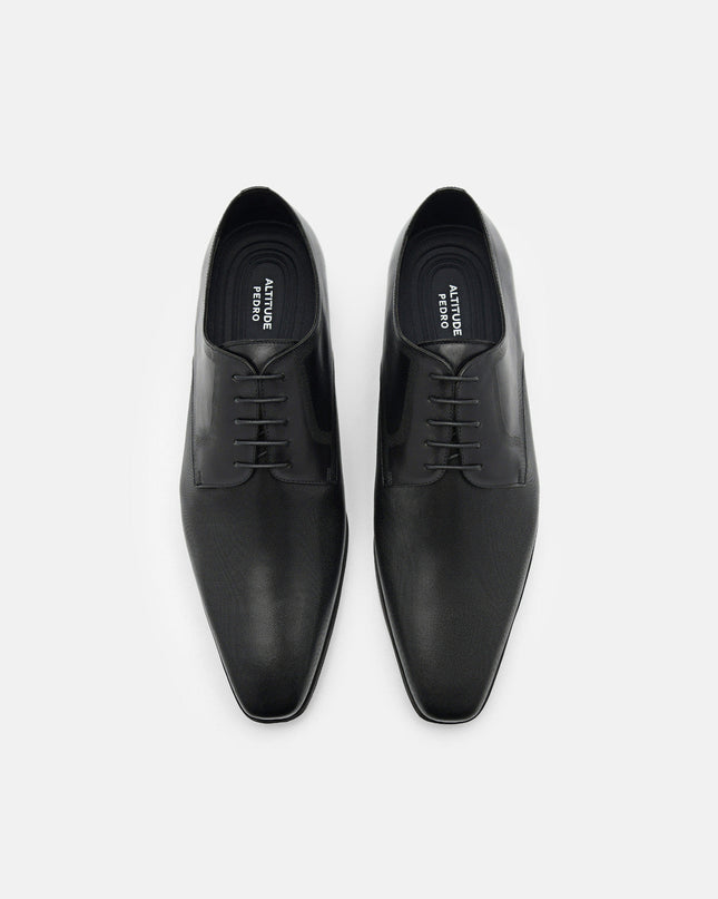 Altitude Lightweight Embossed Leather Derby Shoes - Black