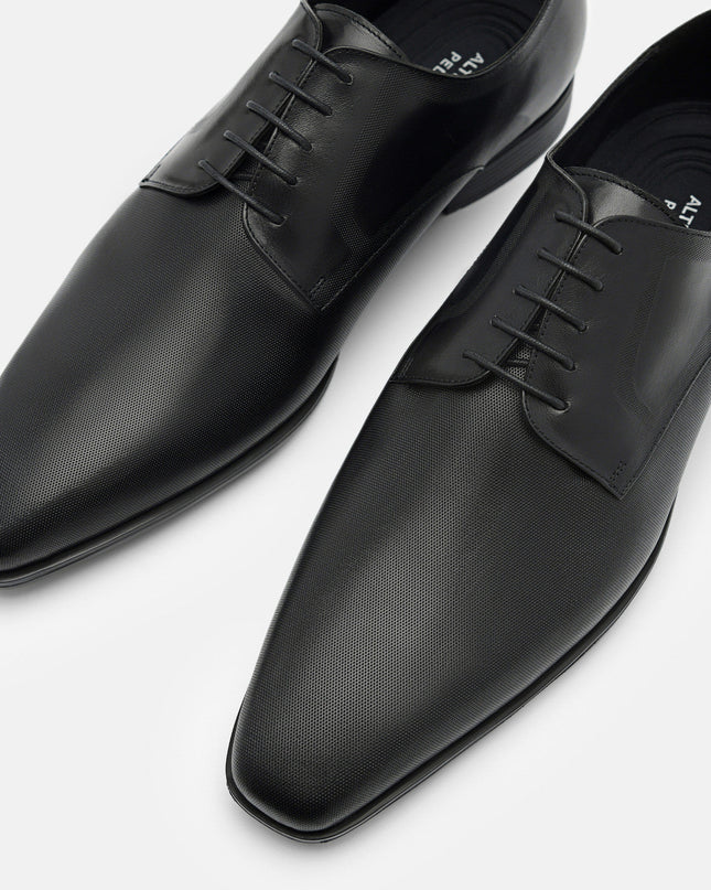 Altitude Lightweight Embossed Leather Derby Shoes - Black