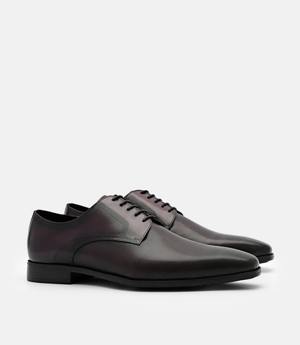Altitude Lightweight Embossed Leather Derby Shoes - Dark Brown