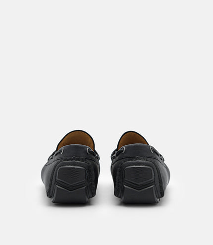 Leather Bow Moccasins - Black