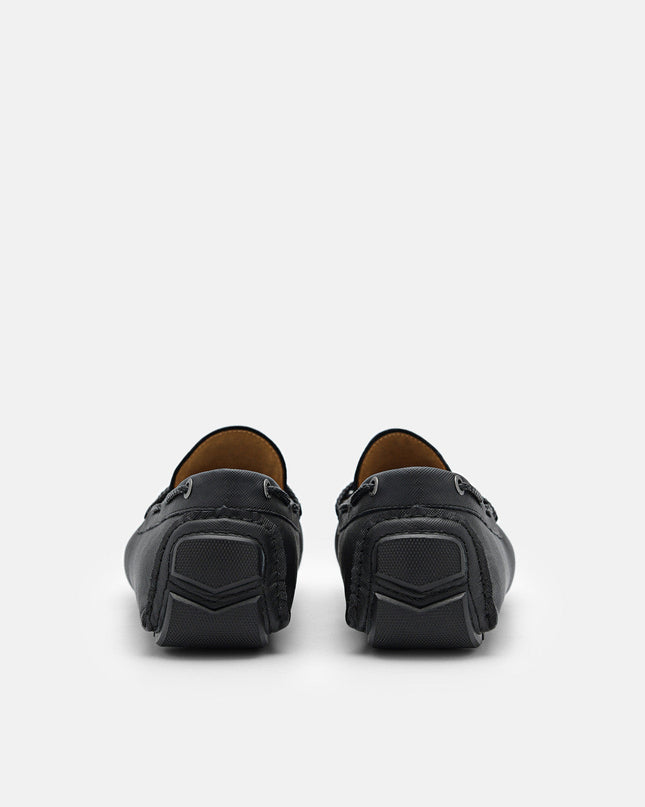Leather Bow Moccasins - Black