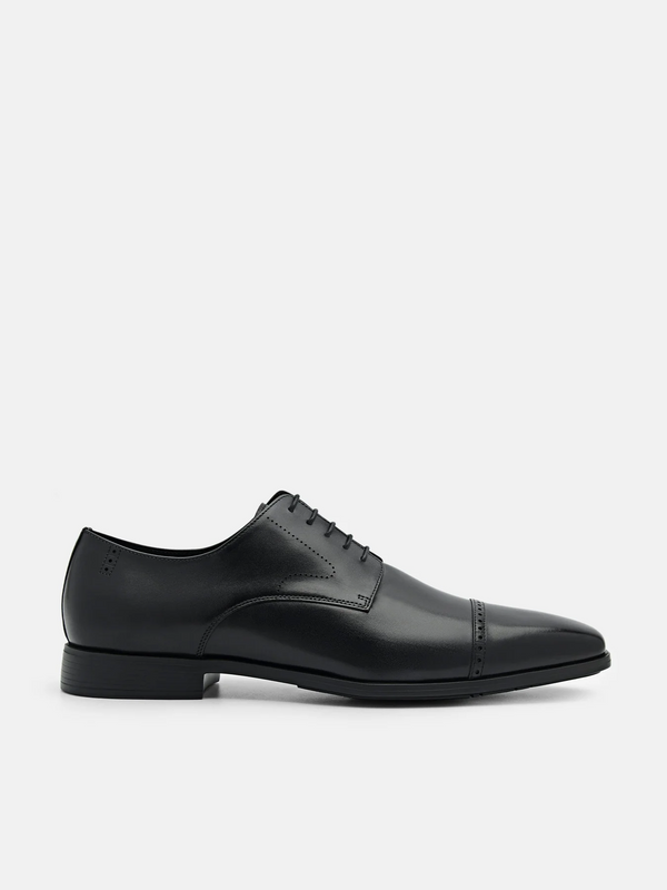 Altitude Lightweight Leather Brogue Derby Shoes - Black