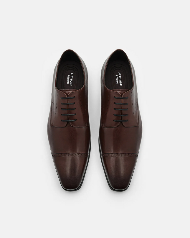 Altitude Lightweight Leather Brogue Derby Shoes - Brown