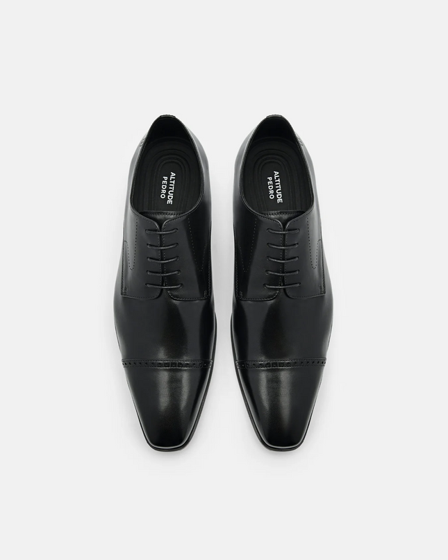 Altitude Lightweight Leather Brogue Derby Shoes - Black