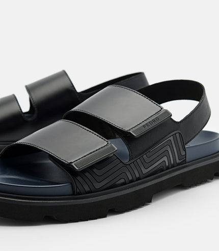 Backstrap Velcro Sandals - Black