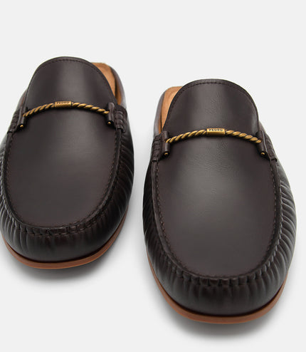 Hawser Leather Slip-On Moccasins - Dark Brown