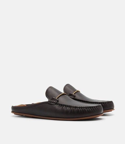 Hawser Leather Slip-On Moccasins - Dark Brown