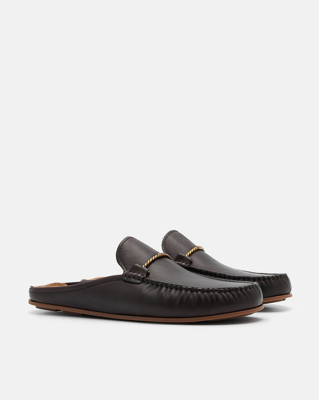 Hawser Leather Slip-On Moccasins - Dark Brown