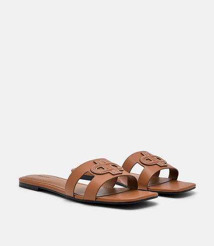 PEDRO Icon Leather Slip-On Sandals - Cognac