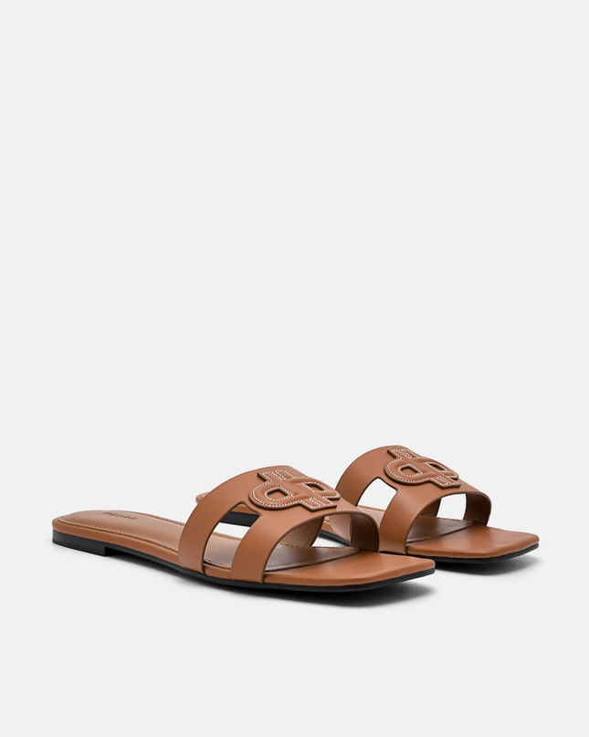 PEDRO Icon Leather Slip-On Sandals - Cognac
