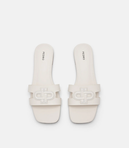 PEDRO Icon Leather Slip-On Sandals - Chalk