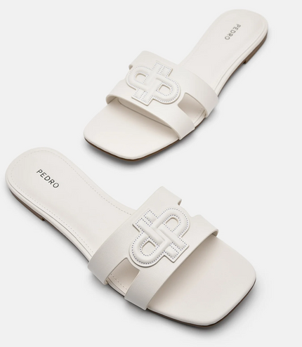 PEDRO Icon Leather Slip-On Sandals - Chalk