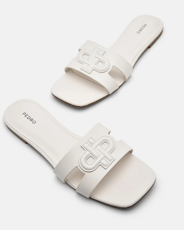 PEDRO Icon Leather Slip-On Sandals - Chalk